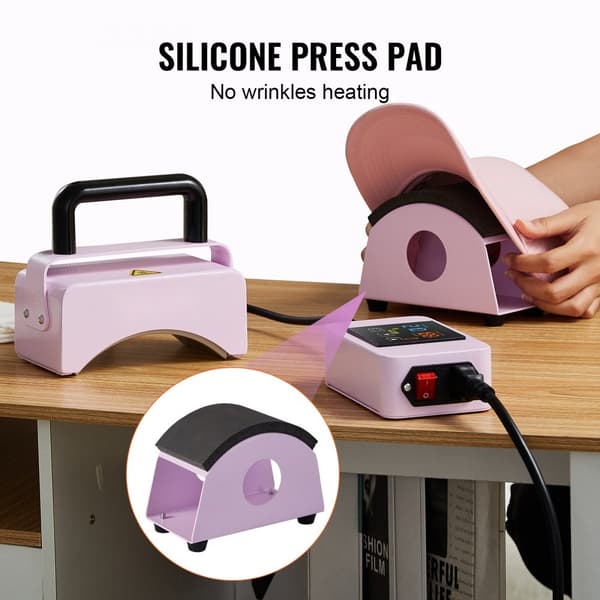 Värmepressmaskin Mini Hatt, Hat Press för Kepsar, 5,9x3,15 tum, Lila, Snabb Uppvärmning, Digital Temperaturkontroll