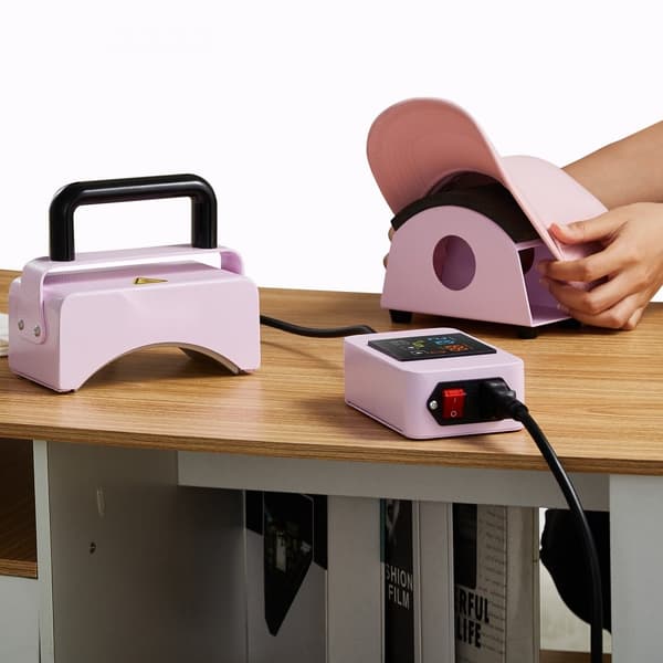 Värmepressmaskin Mini Hatt, Hat Press för Kepsar, 5,9x3,15 tum, Lila, Snabb Uppvärmning, Digital Temperaturkontroll