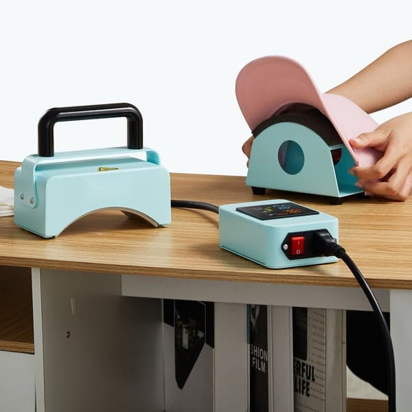 Minivärmepress för kepsar, 5,9x3,15 tum, grön, kompakt design, snabb uppvärmning, digital temperaturkontroll, perfekt för sublimering