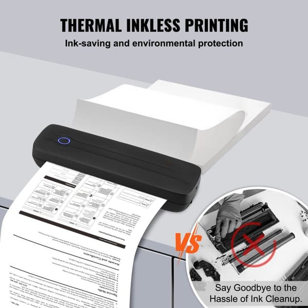 Bærbar trådløs blækfri printer 2600 mAh, ideel til rejser og hjemmet, kompakt design, høj kvalitet udskrift.