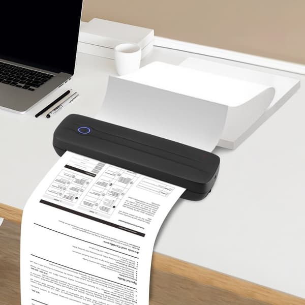 Bærbar trådløs blækfri printer 2600 mAh, ideel til rejser og hjemmet, kompakt design, høj kvalitet udskrift.