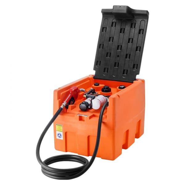 Bærbar dieseltank 48 Gallon med 12V elektrisk overførselspumpe, brændstoftank til biler, hurtig overførsel, robust design.