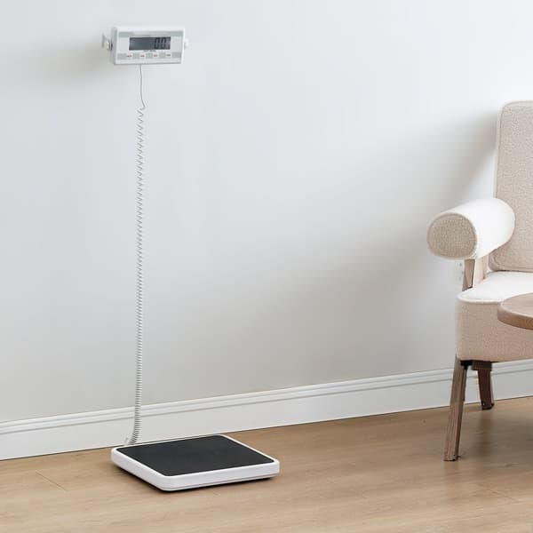 Bærbar medicinsk vægt, digital lægevægt, anti-slip måtte, 550 lbs kapacitet, præcise målinger, ideel til klinikker og hjemmebrug.