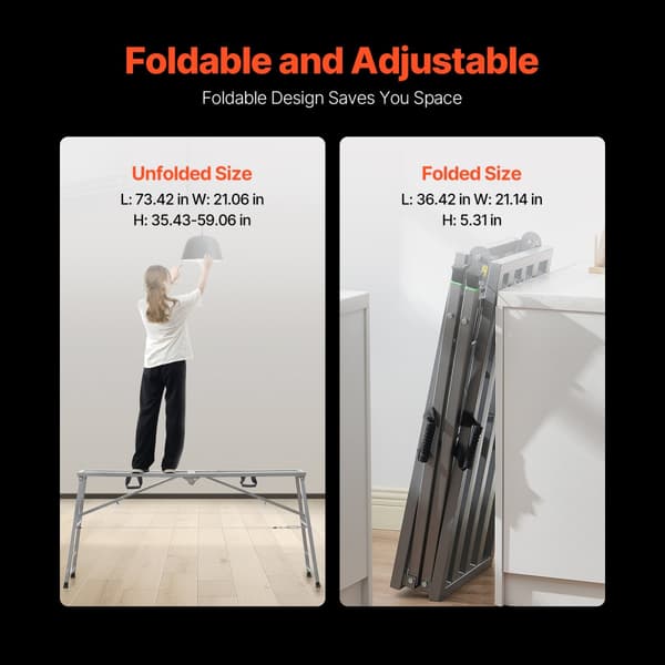 Justerbar höjd arbetsplattform, bärbar ställningsplattform, 880 lb kapacitet, robust design, idealisk för bygg och renovering