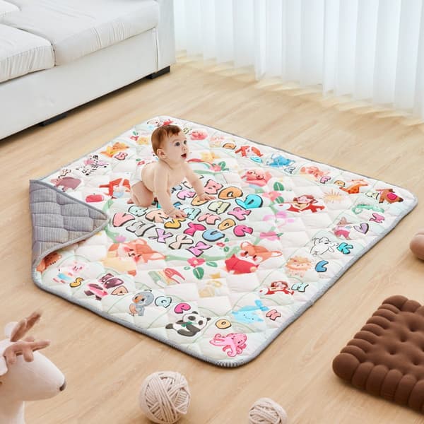 Babylekmatta 50x50, Mjuk och förtjockad krypgolv, Säker och hållbar inomhuslek, Perfekt för trygg lek och utveckling