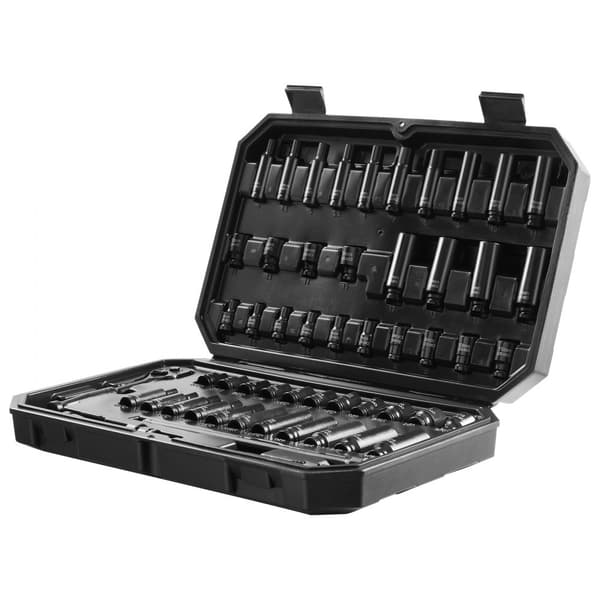 Impact Socket Sæt 55 stk., 6-Punkts 1/4'' Drive, Ratchet Tool Kit, Kompakt Opbevaringskasse, Høj Kvalitet.