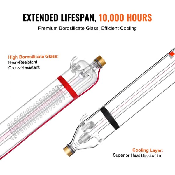 CO2 Laserrör 130W, 65 Tum / 1650 mm, Hög Kvalitet, Borosilikatglas, Precision Skärning, Lång Livslängd