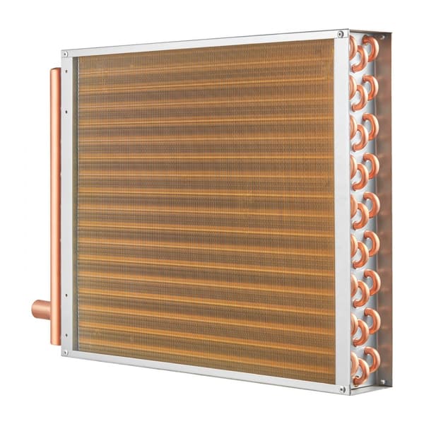18x20 Varmeveksler, Vand til Luft, 3-Rækket, 3/8 Kobberporte, 242 Finner, Effektiv Varmeoverførsel, Holdbar Kvalitet.