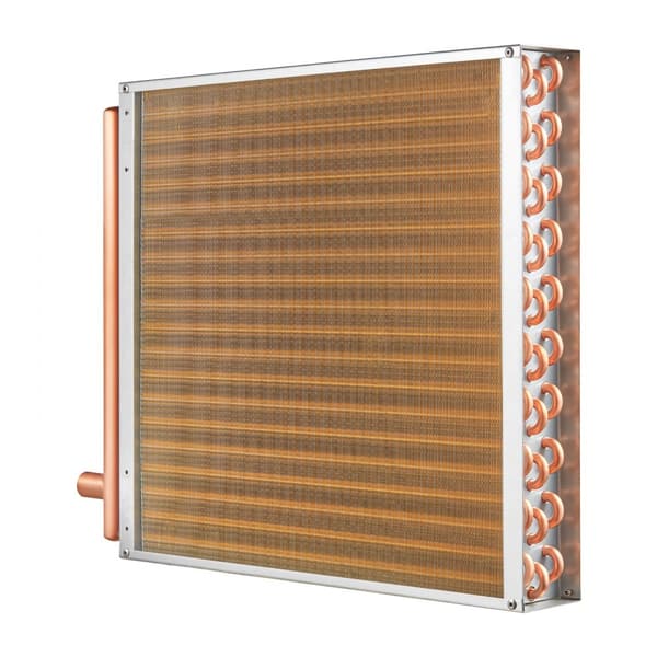 20 x 20 varmeveksler, vand til luft, 3-rækket, 3/8 kobberporte, 242 finner, effektiv varmeoverførsel, høj kvalitet.