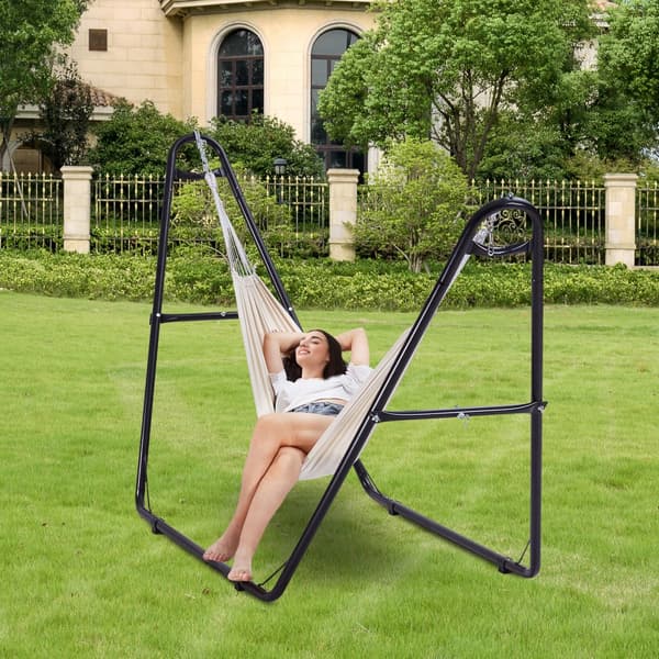 Stål hængekøjestativ 550 lbs, 8-13 fod kommercielt hængekøjeramme, robust design, perfekt til udendørs eller indendørs brug.