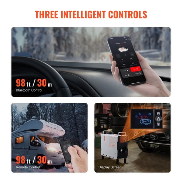 Diesel-ilmalämmitin 12V/24V 2KW, Bluetooth, APP-kaukosäädin, ulkotiloihin, tehokas lämmitys ja helppo käyttö