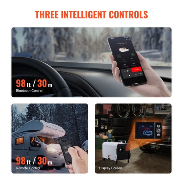 Dieselilmalämmitin 12V/24V 8KW Bluetooth, kaukosäädin ulkokäyttöön, tehokas lämmitys, helppo ohjaus APP:lla