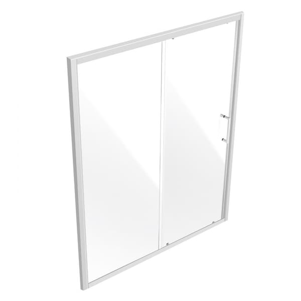 Semi-rammeløs brusedør 57,7-59 x 70, SGCC hærdet glas, 1/4 krom, moderne design, nem installation, holdbart materiale.