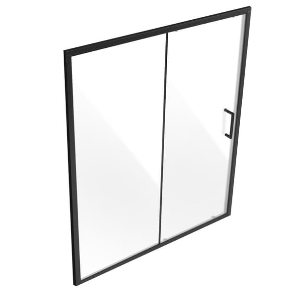 Semi-rammeløs brusedør 57,7-59 x 70, hærdet glas, 1/4 mat sort, moderne design, nem installation, slidstærk.