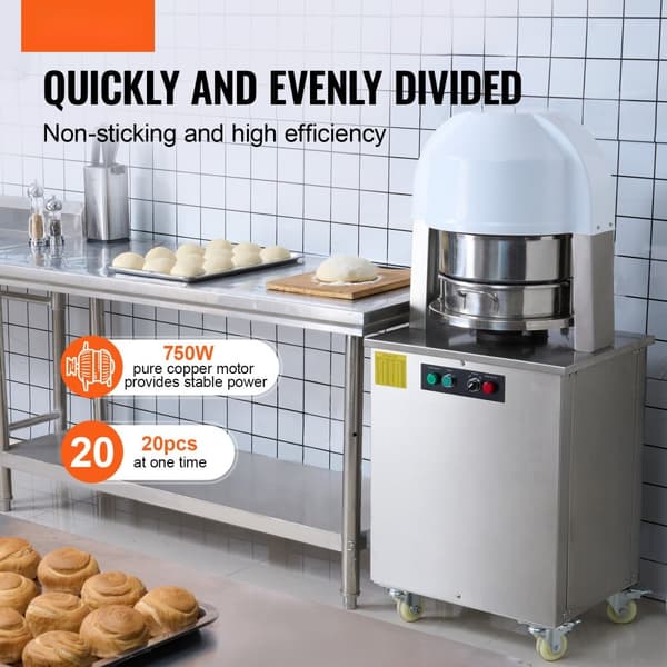 Elektrisk degavdelare 20 ST, automatisk degskärare, brödmaskin, effektiv deghantering, hög prestanda, enkel att använda