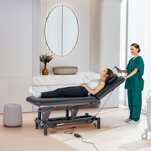 Elektrisk massagebänk, höjdjusterbar 0-45°, ergonomisk design, justerbart ryggstöd, perfekt för kliniker och hemmaspa