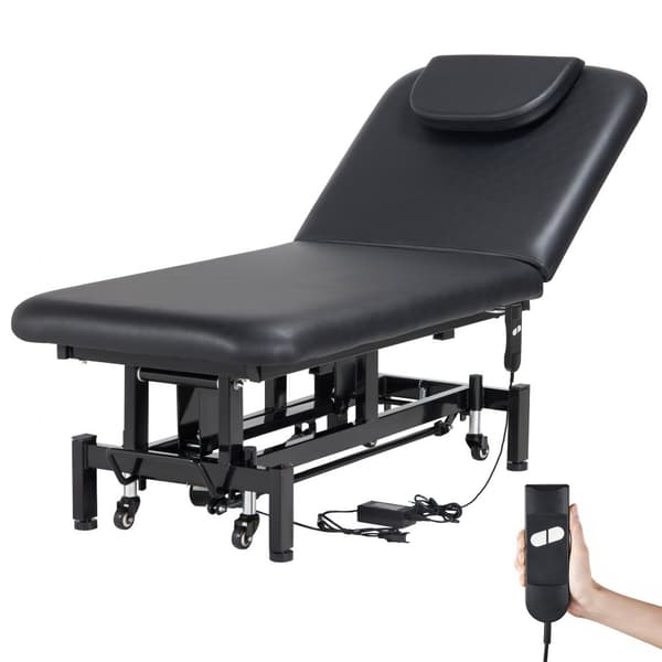 Elektrisk massagebriks, højdejusterbar, 0-45° ryglæn, sammenklappelig, perfekt til spa og wellness.