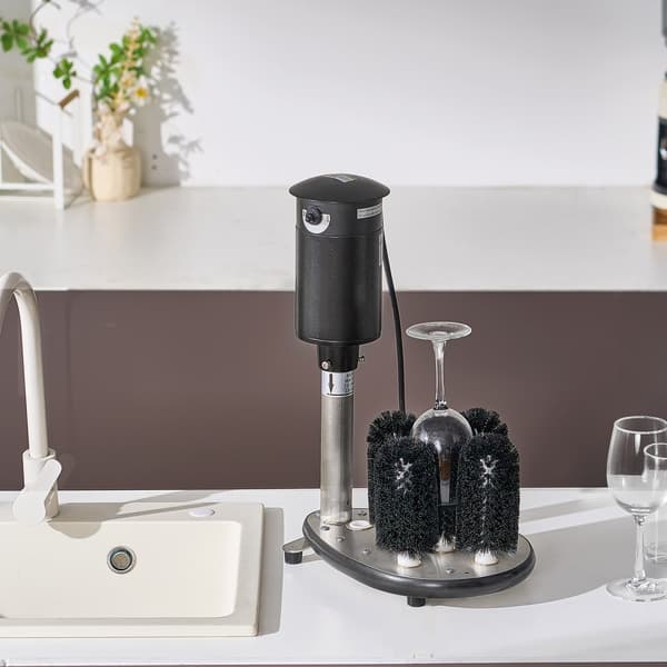 Elektrisk glasvasker 5-børster, 1200 kopper/t, effektiv rengøring til vinglas, hurtig resultat, ideel til restauranter og barer.