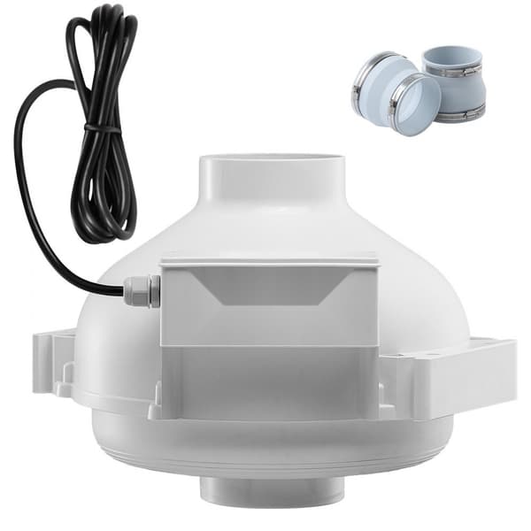 Radon-afbødning ventilator 4-4,5, 190CFM, stille inline rør, vandtæt design, energieffektiv, optimal sikkerhed.