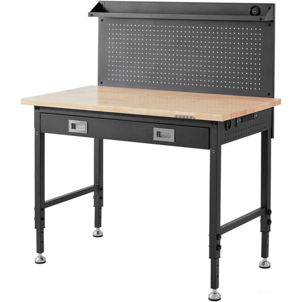 Monitoiminen Massiivipuinen Työpöytä 48x24, Pegboard, kestävä ja tyylikäs suunnittelu, täydellinen työskentelyyn