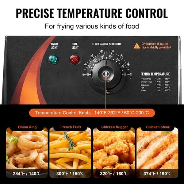 Kommerciel elektrisk frituregryde 2500W, 12L rustfrit stål, opgradering til 200°C, hurtig opvarmning, ideel til restauranter.
