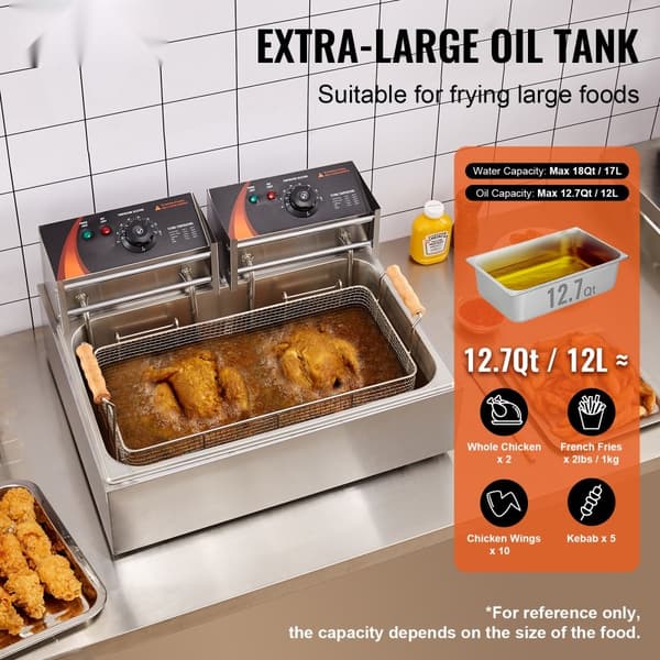 Kommerciel elektrisk frituregryde 2500W, 12L rustfrit stål, opgradering til 200°C, hurtig opvarmning, ideel til restauranter.