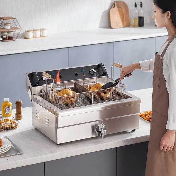 Kommerciel elektrisk frituregryde 3000W, 30,6Qt/29L, bordplade model, hurtig opvarmning, ideel til restauranter og madsteder.