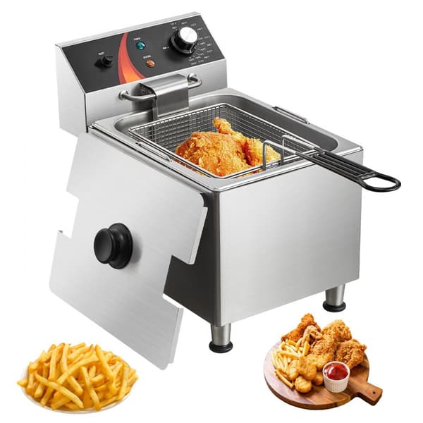 Kommerciel elektrisk frituregryde 3100W, 9L, rustfrit stål, opgradering, temperatur op til 200°C, hurtig opvarmning.