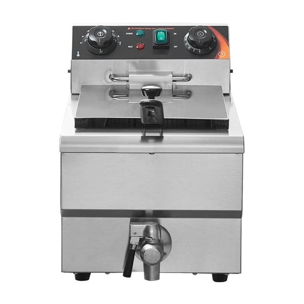 Kommersiell elektrisk fritös 3000W, 9L, rostfritt stål, digital temperaturkontroll, 200°C, professionell matlagning