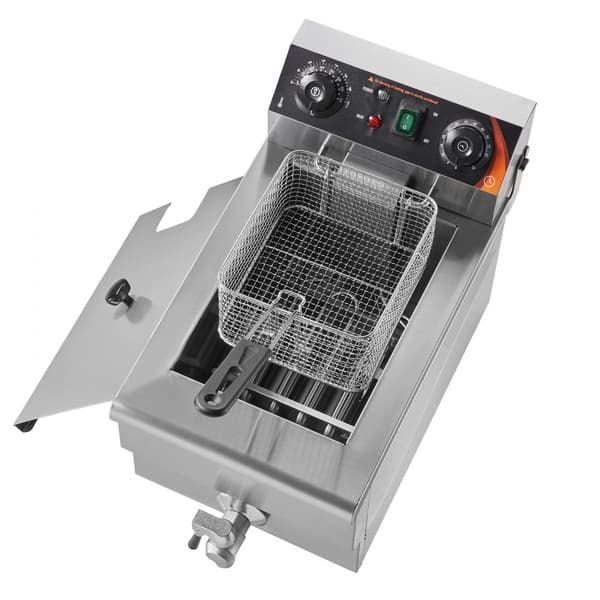 Kommersiell elektrisk fritös 3000W, 9L, rostfritt stål, digital temperaturkontroll, 200°C, professionell matlagning