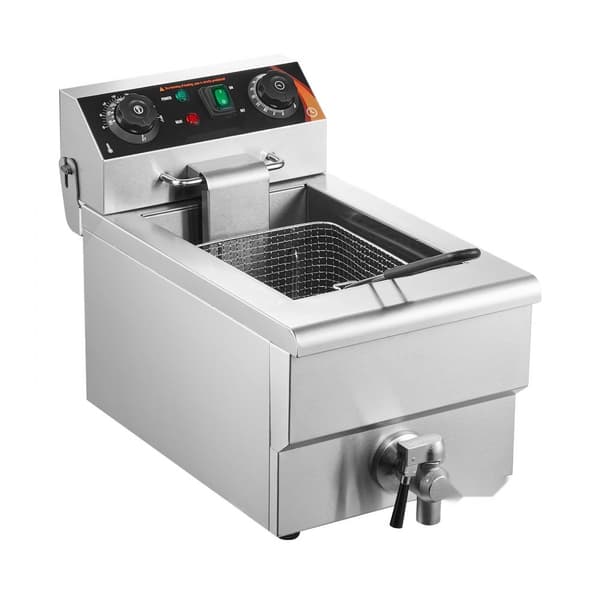 Kommersiell elektrisk fritös 3000W, 9L, rostfritt stål, digital temperaturkontroll, 200°C, professionell matlagning