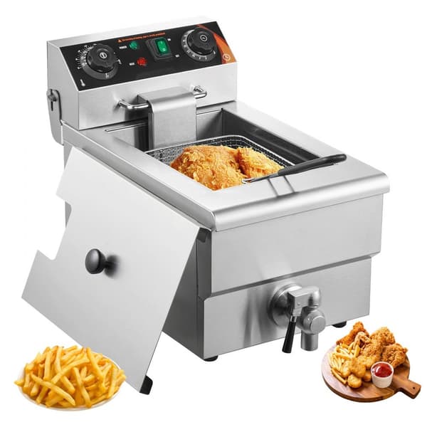 Kommersiell elektrisk fritös 3000W, 9L, rostfritt stål, digital temperaturkontroll, 200°C, professionell matlagning