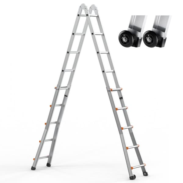 Teleskopstege A-ram 16,7 FT, multifunktionell, säker och hållbar, lättviktig, perfekt för hushållsarbete och reparationer