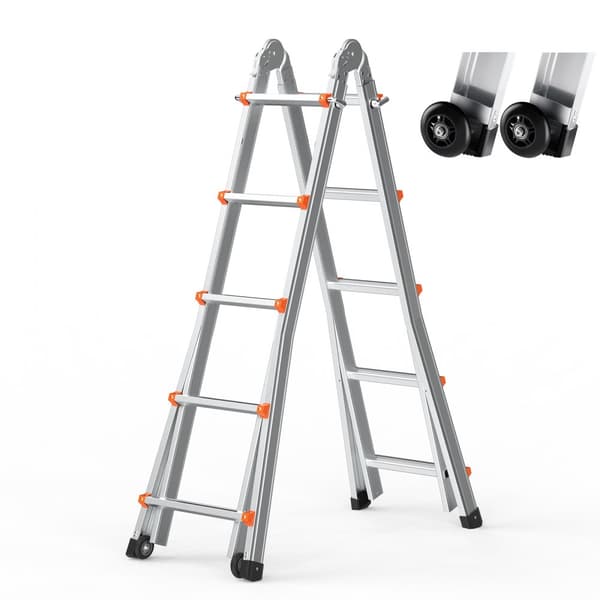 Teleskopstege A-ram 16,7 FT, multifunktionell, säker och hållbar, lättviktig, perfekt för hushållsarbete och reparationer
