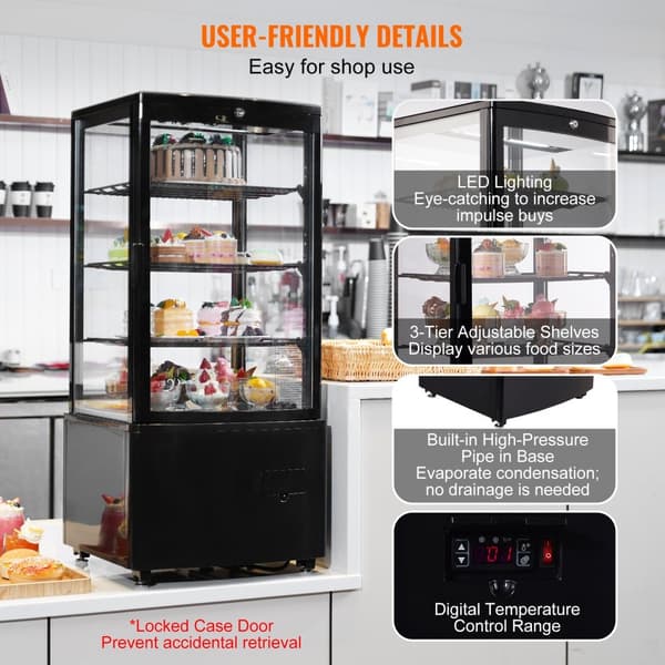 Kølemontre Bageri Display Køleskab 3 cu.ft/85L, 3-niveau, energieffektiv, ideel til bageri og detailhandel.