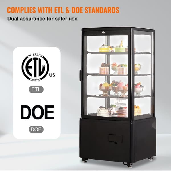 Kølemontre Bageri Display Køleskab 3 cu.ft/85L, 3-niveau, energieffektiv, ideel til bageri og detailhandel.