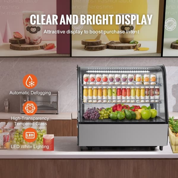 Kylskåp för bageri, energieffektiv, 4,2 cu ft/115L, 2-nivå, perfekt för affärer och kaféer, snygg display, kylar för bakverk