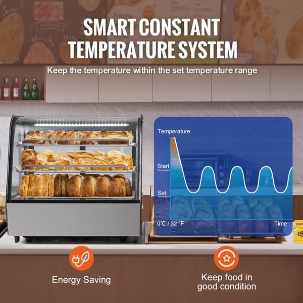 Kylskåp för bageri, energieffektiv, 4,2 cu ft/115L, 2-nivå, perfekt för affärer och kaféer, snygg display, kylar för bakverk