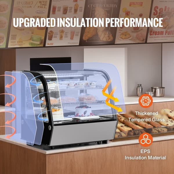 Kylskåp för bageri, energieffektiv, 4,2 cu ft/115L, 2-nivå, perfekt för affärer och kaféer, snygg display, kylar för bakverk