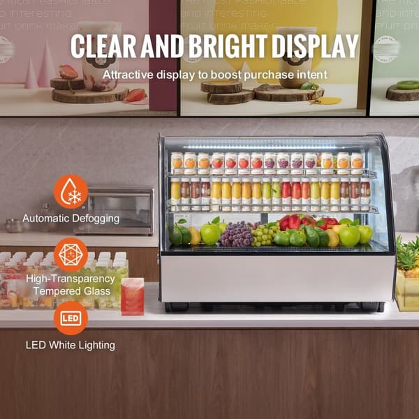 Kylskåp för bageridisk, 5 cu ft/146L, energieffektiv med glasdörr, professionellt kyllösning för bakverk, stilren design och optimal visning