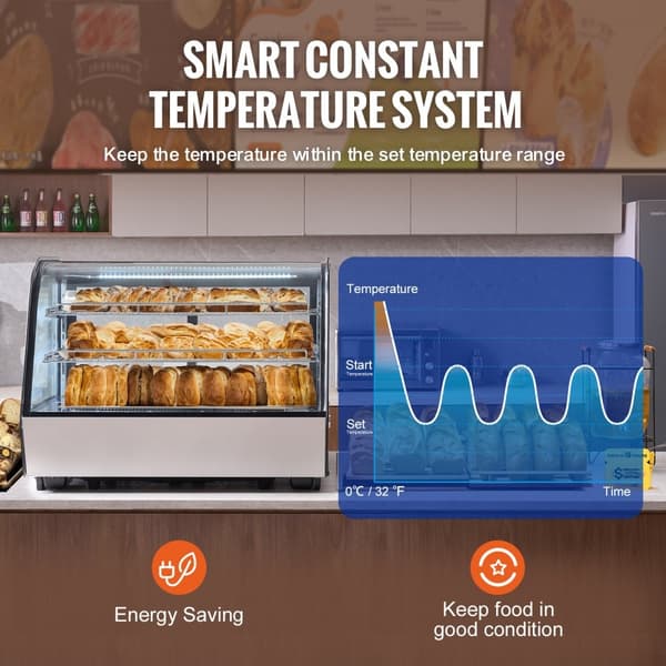 Kylskåp för bageridisk, 5 cu ft/146L, energieffektiv med glasdörr, professionellt kyllösning för bakverk, stilren design och optimal visning
