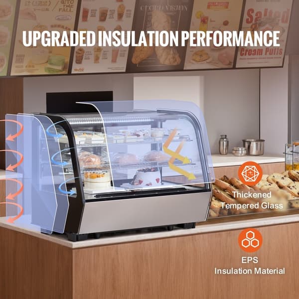 Kylskåp för bageridisk, 5 cu ft/146L, energieffektiv med glasdörr, professionellt kyllösning för bakverk, stilren design och optimal visning