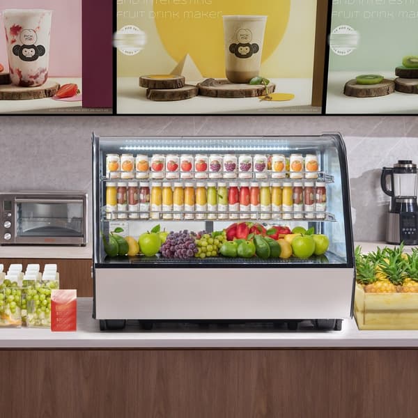 Kylskåp för bageridisk, 5 cu ft/146L, energieffektiv med glasdörr, professionellt kyllösning för bakverk, stilren design och optimal visning