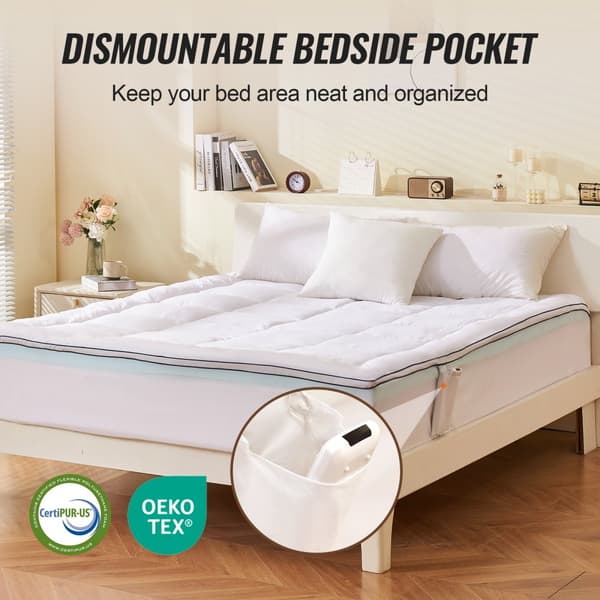 Premium Memory Foam Fiber Topmadras Queen, 101,6 mm tykkelse, komfortabel og støttegivende, ideel til bedre søvn.