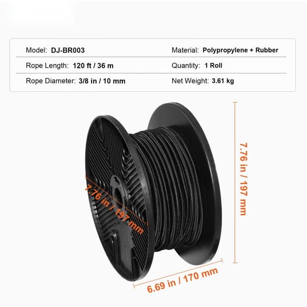 3/8 elastiksnor 120 fod/36 m spole, heavy duty bungee stropper, 100% stræk, slidstærk og holdbar elastiksnor til alsidige behov.