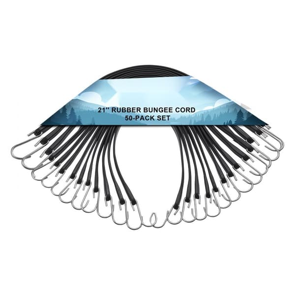 Flat Bungee Cord Set 50 st, 19,8 mm, Heavy Duty Gummiband med S-krok, Hållbara, pålitliga och hög kvalitet för olika användningsområden