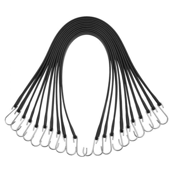 50 Stk Heavy Duty Bungee Cord Sæt 19,8 mm med S-kroge, Flade Bungee Straps til Sikring, Holdbar og Fleksibel.