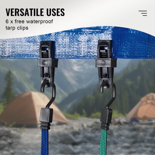 32 Stk Heavy Duty Bungee Cord Sæt 17 mm, Flade Bungee Straps med J-Hooks, Ideel til Sikker Fastgørelse.