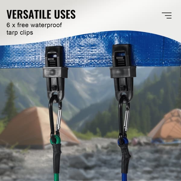 Bungee Cord Set 30 st, 8mm, Hållbara Heavy Duty Remmar med Stålkarbinhakar, Perfekta för Camping och Utflykter
