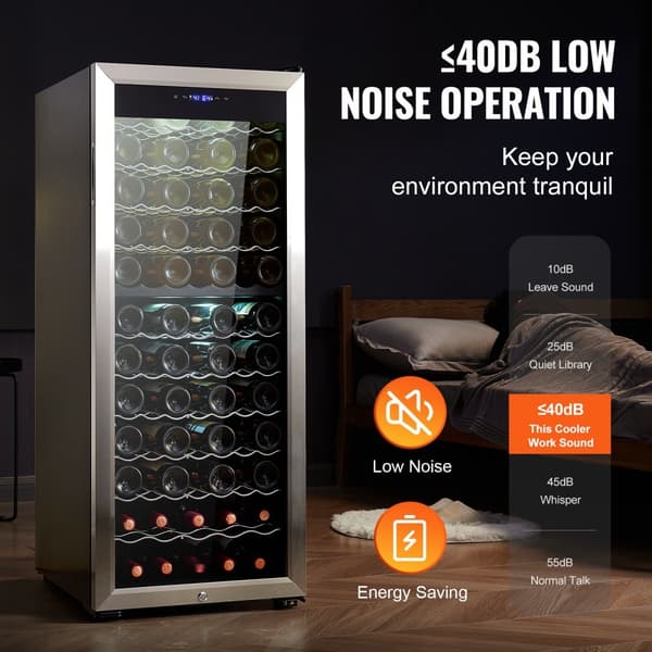 80-flaske vinkøler, Dual Zone fritstående køleskab, LED-belysning, effektiv opbevaring, moderne design.